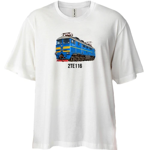 Футболка двунитка Oversize с локомотивом 2ТЭ116