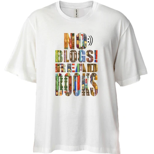 Футболка двунитка Oversize, Белый, No blogs! Read books (1)