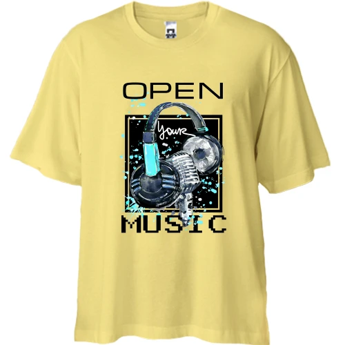 Футболка двунитка Oversize с принтом «Open your music»
