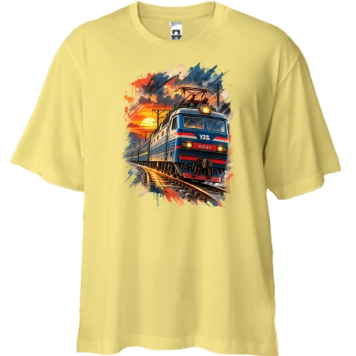 Футболка двунитка Oversize с поездом ЧС8 (АРТ)