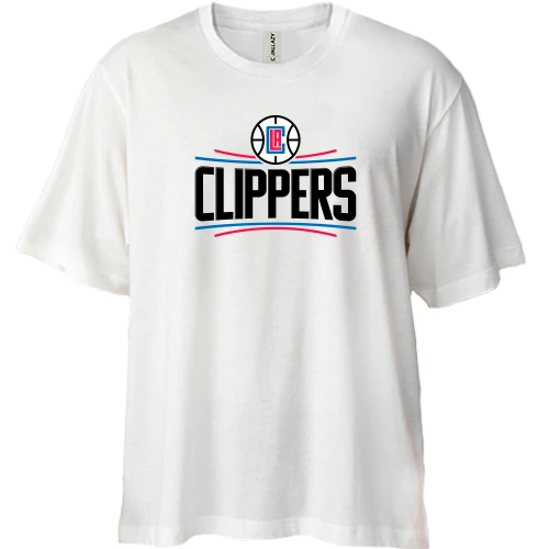 Футболка двонитка Oversize, Білий, Los Angeles Clippers