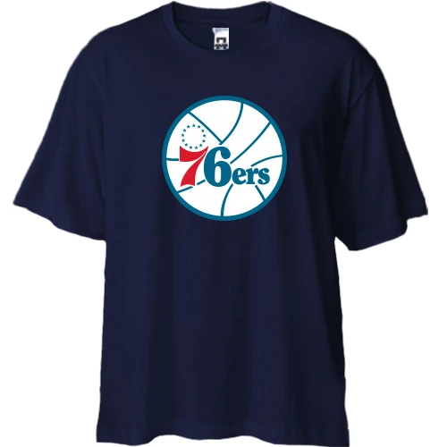 Футболка двонитка Oversize, Синій, Philadelphia 76ers