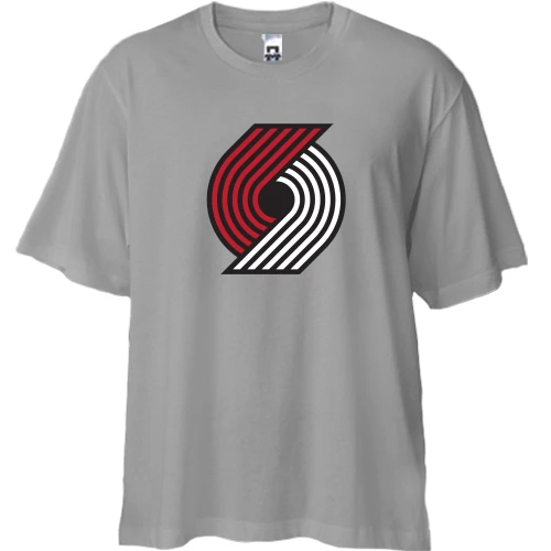 Футболка двунитка Oversize, Серый, Portland Trail Blazers