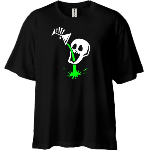 Футболка двонитка Oversize, Чорний, з черепом і отрутою