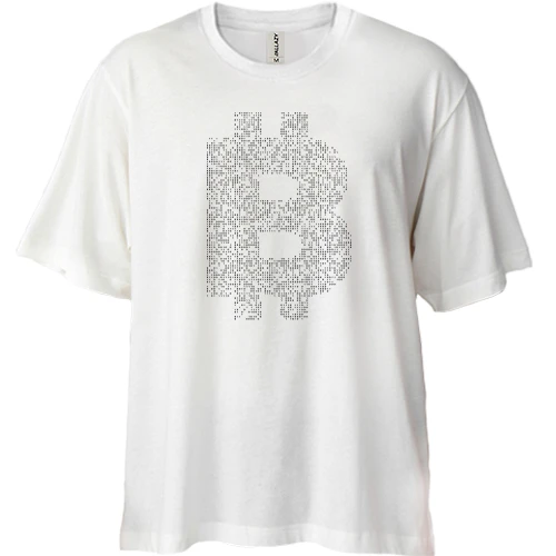 Футболка двунитка Oversize с цифровым логотипом Биткоин