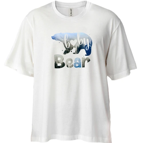 Футболка двунитка Oversize, Белый, с медвежонком Baby bear (мальчик)