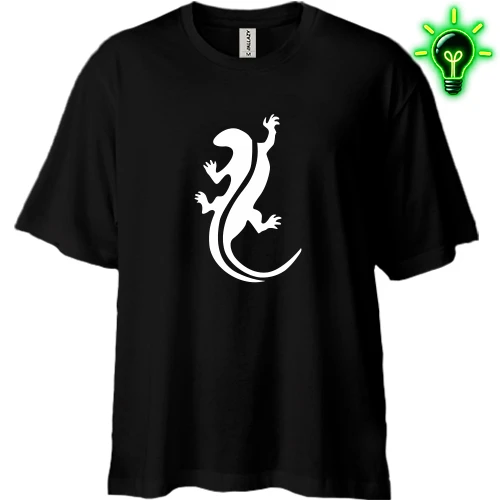 Футболка двунитка Oversize, Черный, Lizard Half