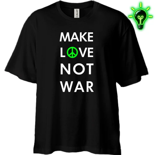 Футболка двонитка Oversize, Чорний, "Make Love, Not War"