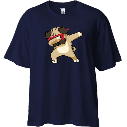 Футболка двунитка Oversize, Синий, Dabbing Dog