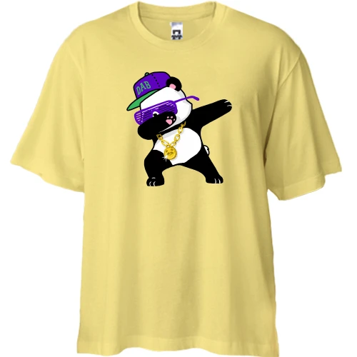 Футболка двунитка Oversize, Желтый, Dabbing Gangsta Panda