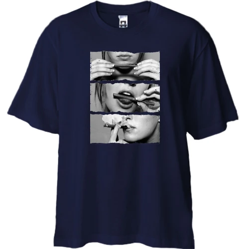 Футболка двунитка Oversize Девушка с сигарой
