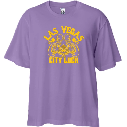 Футболка двонитка Oversize, Лавандовий, Las Vegas City Luck