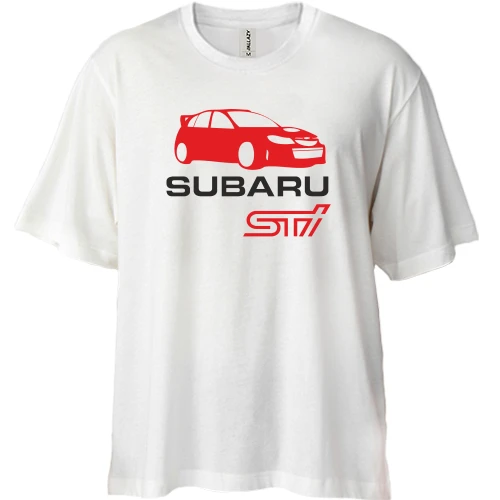 Футболка двунитка Oversize, Белый, Subaru sti (2)