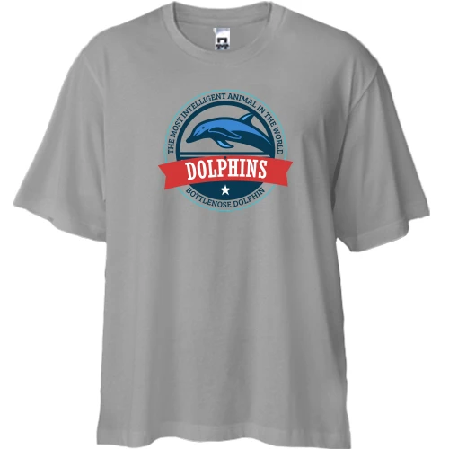 Футболка двонитка Oversize, Сірий, Dolphins