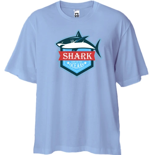 Футболка двунитка Oversize, Белый, Shark king of the oceans