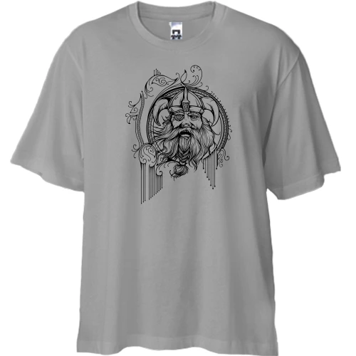 Футболка двунитка Oversize, Серый, Языческий бог Один