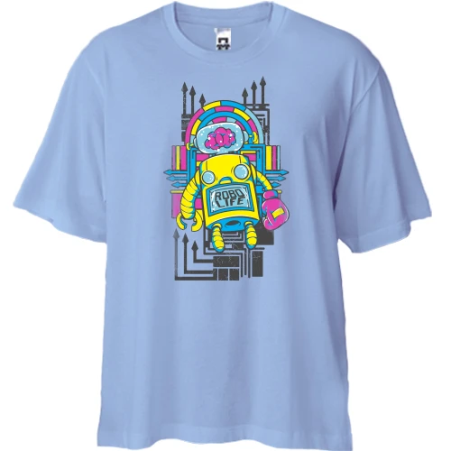 Футболка двонитка Oversize, Білий, robo life