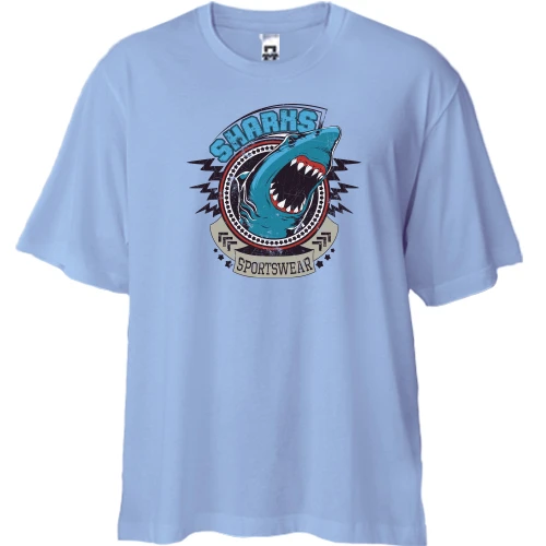 Футболка двунитка Oversize, Белый, Sharks sportswear