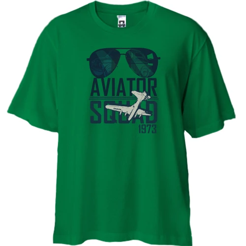 Футболка двонитка Oversize, Зелений, Aviator Squad 1973