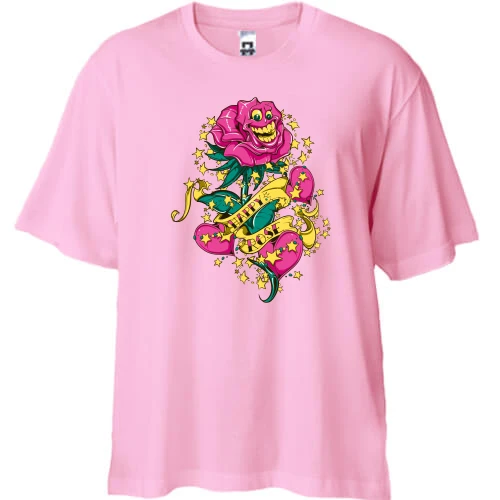 Футболка двунитка Oversize, Розовый, Happy Rose
