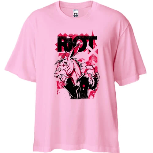 Футболка двунитка Oversize, Розовый, Riot