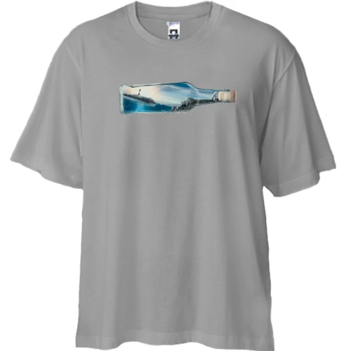 Футболка двонитка Oversize, Чорний, Пляшка з пригодами