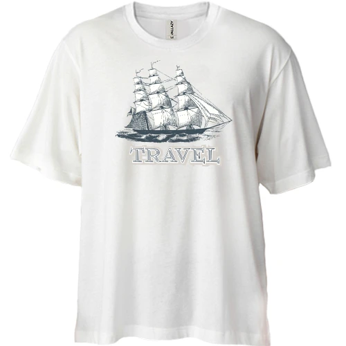 Футболка двунитка Oversize, Белый, Travel парусник