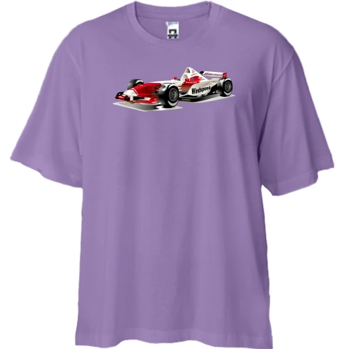 Футболка двонитка Oversize з машиною з формули-1