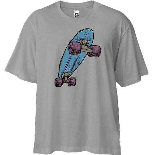 Футболка двонитка Oversize зі скейтбордом на дибах