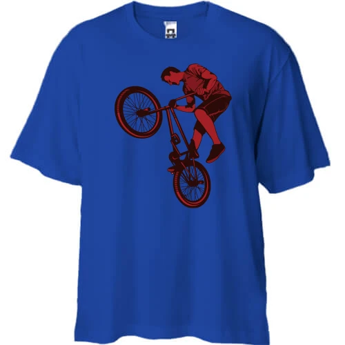 Футболка двонитка Oversize з BMX велосипедистом
