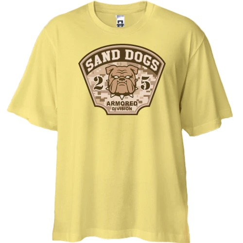 Футболка двунитка Oversize Sand dogs armored division