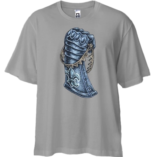 Футболка двонитка Oversize, Чорний, з рукою лицаря