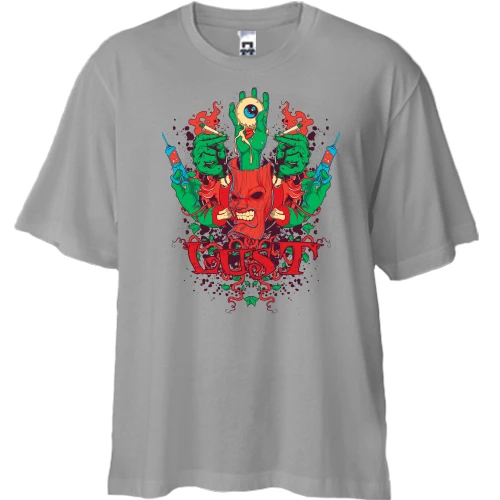 Футболка двонитка Oversize, Чорний, Lust