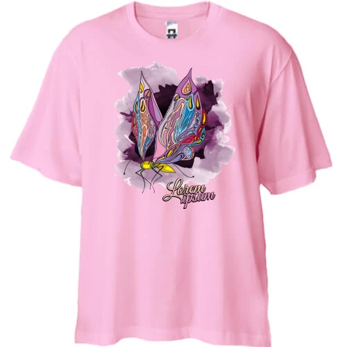 Футболка двонитка Oversize lorem ipsum butterfly