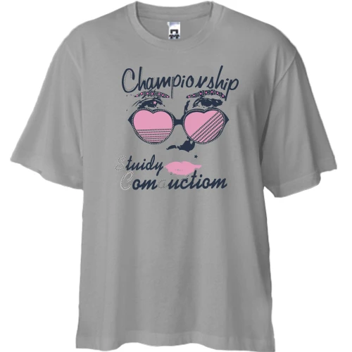 Футболка двонитка Oversize, Сірий, Champiomship Stuidy Comauction