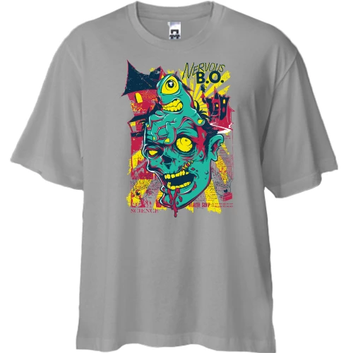Футболка двонитка Oversize, Сірий, Nervous Zombie