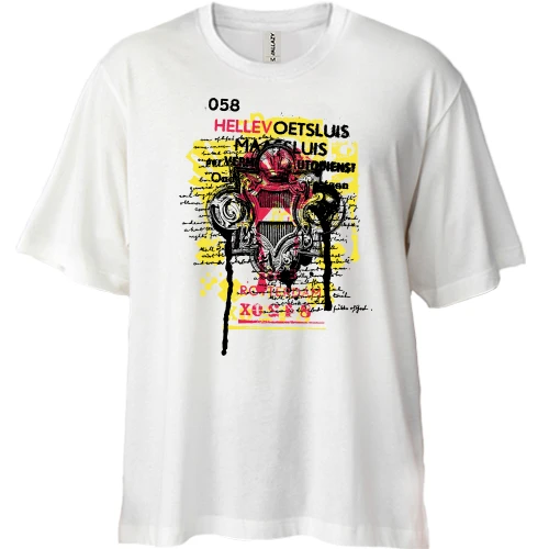 Футболка двонитка Oversize, Синій, з античної колоною