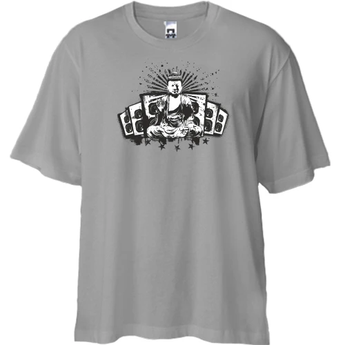 Футболка двунитка Oversize, Белый, с сиддхартхой гаутамой и колонками