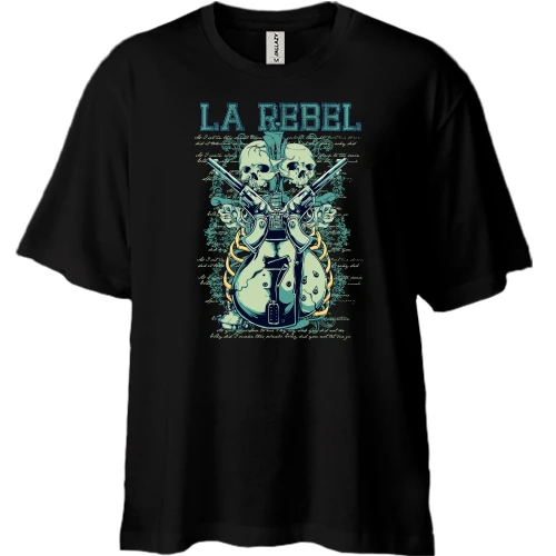 Футболка двонитка Oversize, Чорний, la rebel