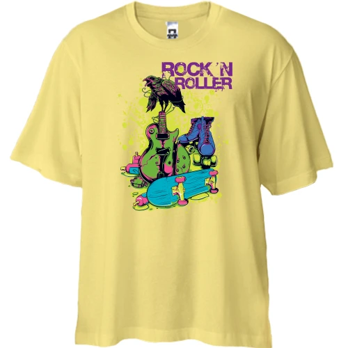Футболка двунитка Oversize, Желтый, Rock and Roller