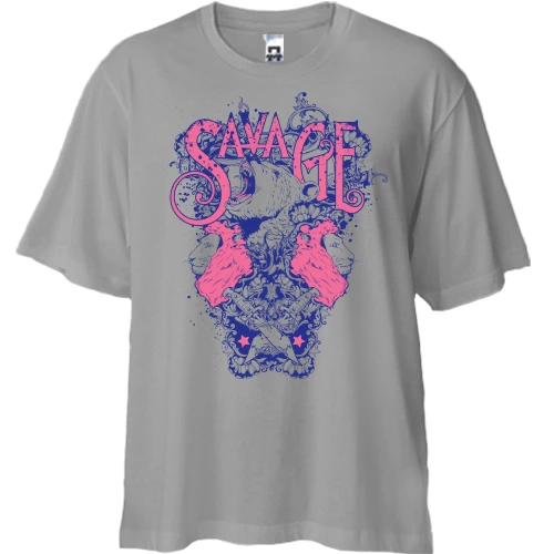 Футболка двунитка Oversize, Серый, Savage