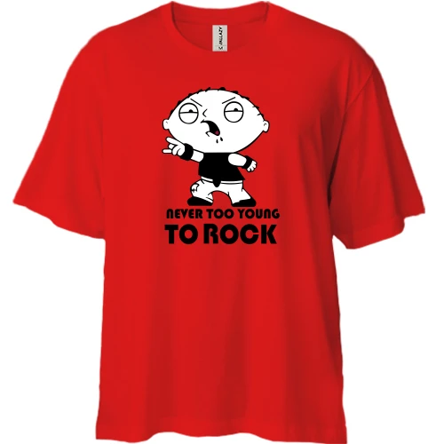 Футболка двунитка Oversize, Красный, Never too young to rock