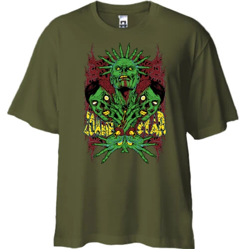 Футболка двонитка Oversize, Хакі, Zombie Star