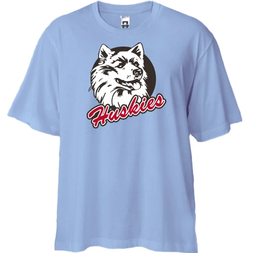 Футболка двунитка Oversize, Синий, Huskies