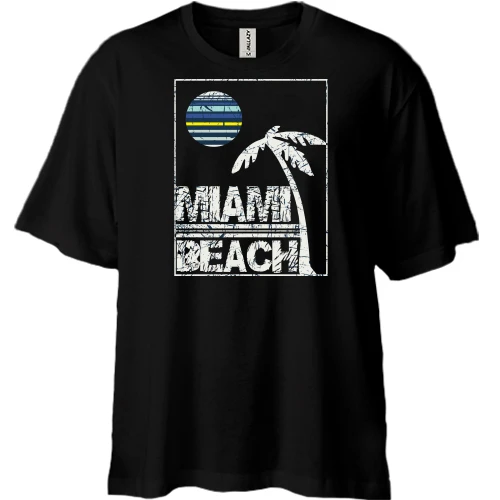 Футболка двонитка Oversize, Чорний, Miami Beach