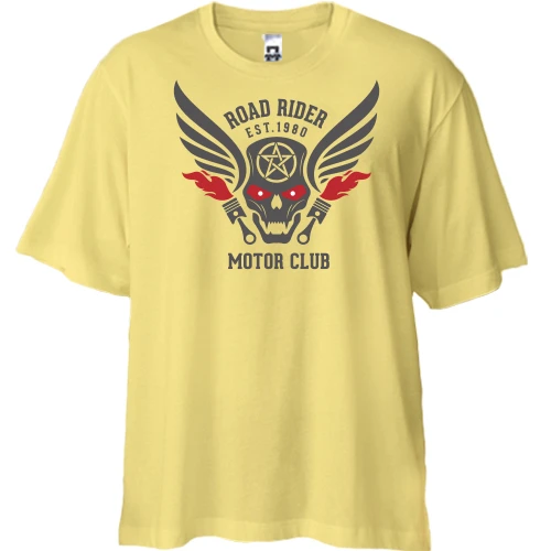 Футболка двунитка Oversize, Желтый, road rider motor club