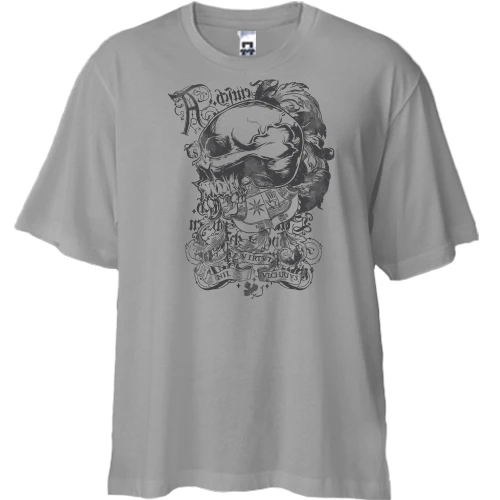 Футболка двонитка Oversize, Синій, з черепом лицаря