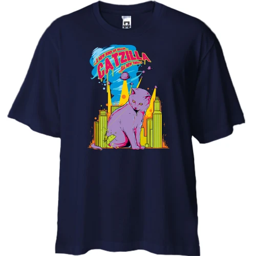 Футболка двунитка Oversize, Синий, catzilla