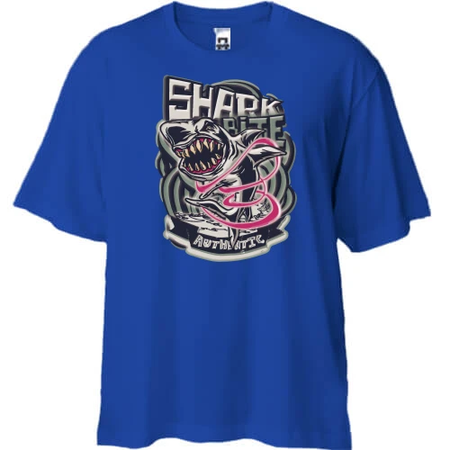 Футболка двонитка Oversize, Синій, Shark bite