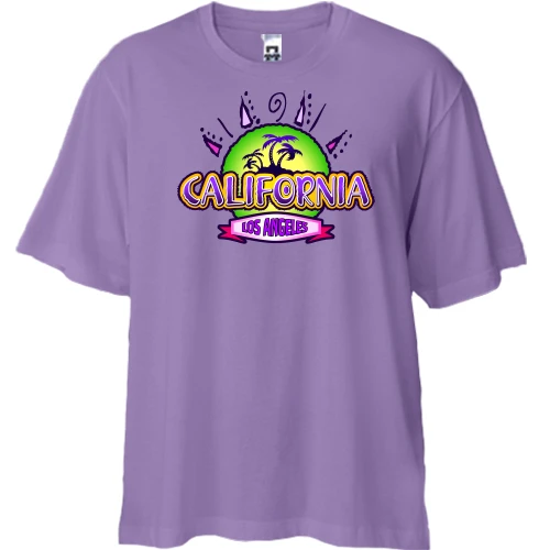 Футболка двунитка Oversize, Лавандовый, California Los Angeles